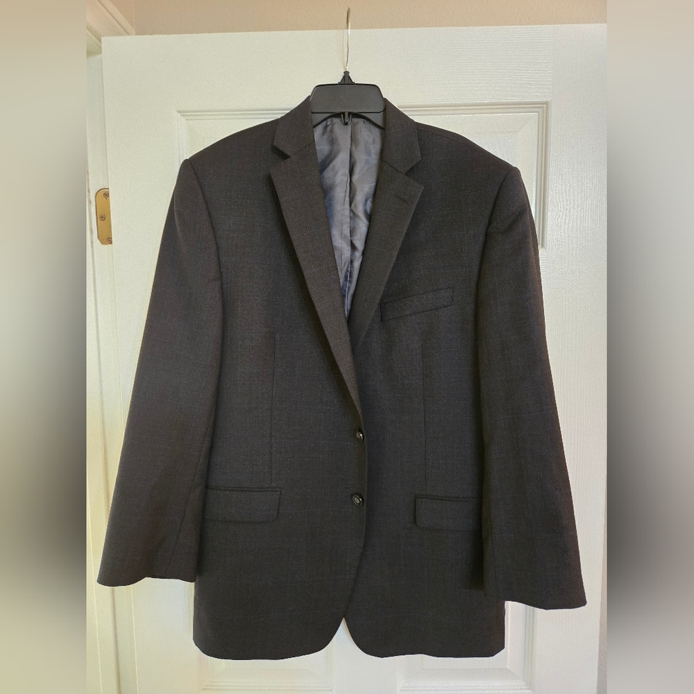 Calvin Klein Gray Sport Coat With Blue Stripes